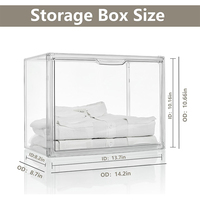 Lot de 3 Vitrines Rectangulaires en Acrylique avec Porte Magnétique, Bacs de Rangement Empilables en Plastique Transparent avec Couvercles, Grande Capacité pour Sacs