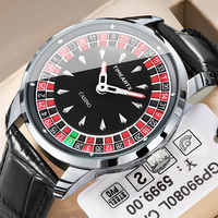 Montre de casino TIMEARTX Roulette, automatique à quartz, cadran rotatif, étanche, bracelet en cuir, logo personnalisé OEM, luxe TA-5031