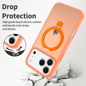 Sang trọng cam từ điện thoại di động Trường hợp iPhone 17 Pro Max trường hợp với vòng đứng da-cảm thấy Matte chống sốc điện thoại di động Trường hợp bìa - Product Image 4