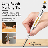 10 stylos marqueurs pour trous profonds, 21 mm de long, pointe fine de 2 mm, imperméables, séchage rapide, marqueurs permanents pour le travail du bois et la construction