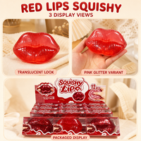 Jouet souple Southpeak Red Lips Squishy Toy, toucher doux, anti-stress, cadeau, variantes translucides rouge et rose pailleté, vente en gros et emballage de détail