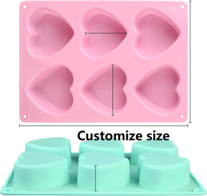 Molde de Silicona para <span class=keywords><strong>Pastel</strong></span> en Forma de Corazón de 6 Cavidades, para el Día de San Valentín, para Hornear Pasteles y Chocolate, Antiadherente, Ecológico, para Postres - Product Image 1
