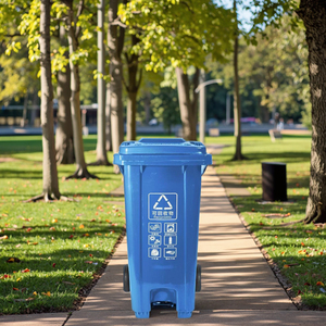 Bán buôn 120L màu xanh lá cây ngoài trời HDPE Nhựa thùng rác với chân bàn đạp bánh Thiết kế thân thiện với môi cho thương mại & sử dụng nhà - Product Image 2