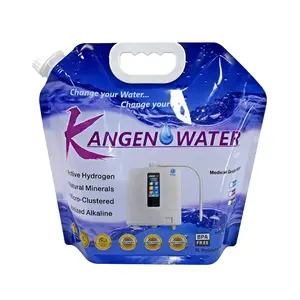 Custom BPA Free Printed logo for Liquid Spout Water Bag 5 Liter Plastic Foldable Alkaline Kangen Water bag for sale