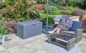 Caja de cubierta de plástico de gran capacidad, contenedor para Patio exterior, muebles de jardín, caja de almacenamiento negra de 100 galones - Product Image 6