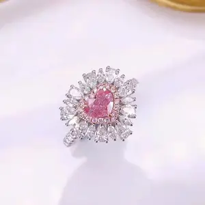 Anel com pedras de diamantes 18k, anel feminino dourado gia i2 rosa 0.5ct