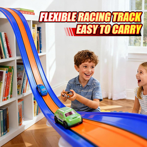 Pista de Carreras de Juguete DIY de 3 Carriles, Pista Flexible para Niños de 16.4 Pies, Compatible con Autos de Carreras de Juguete con Ruedas de Fricción, Escala 1/64 - Product Image 6