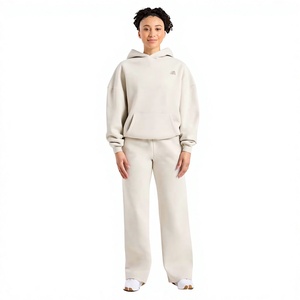 Conjunto de 2 Piezas para Mujer, Sudadera con Capucha de Felpa y Pantalones Deportivos Holgados, Color Sólido, Casual, para Todas las Temporadas, Manga Larga - Product Image 1