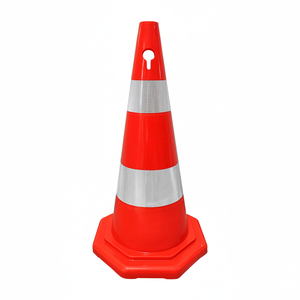 70 cm PVC Traffic Cone with Double Reflective Octagonal Design for <b>Roadway</b> <b>Safety</b> Featuring PC Reflective Tape Material - Product Image 2