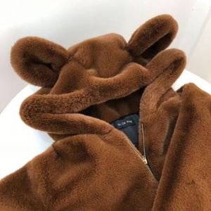 Custom Logo Cotton Winter Warm Cute Ear Fleece Pullover Oversized Sweatshirt Woman Wool Embroidery <b>Zip</b> <b>up</b> <b>Hoodie</b> - Product Image 3