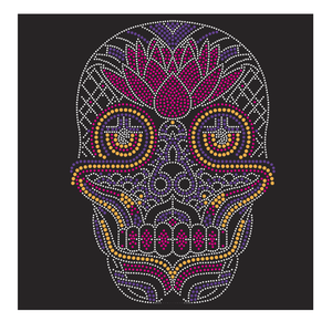 Hộp sọ chữ thập và xương tùy chỉnh chọn màu sắt trên Rhinestone chuyển Bling sửa chữa nóng Motif đính - Product Image 3