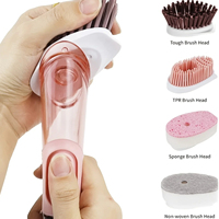 Ensemble de brosses à vaisselle avec distributeur de savon - Nettoyage sans effort, têtes durables, support pratique - Idéal pour les éviers, les casseroles, les poêles et la vaisselle