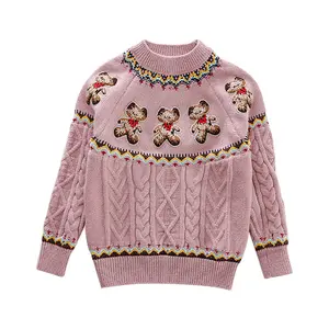 2020 शरद ऋतु और सर्दियों के कपड़ों की नई बच्चों के स्वेटर लड़कियों भालू स्वेटर बड़े बच्चों प्लस कश्मीरी कार्टून बुना हुआ स्वेटर