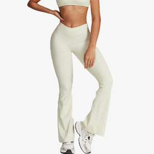 Leggings <span class=keywords><strong>de</strong></span> yoga personnalisés à jambes larges et évasées à quantité minimale <span class=keywords><strong>de</strong></span> commande bas Pantalons <span class=keywords><strong>de</strong></span> yoga pour femmes Pantalons <span class=keywords><strong>de</strong></span> yoga sportifs et décontractés à taille haute - Product Image 2