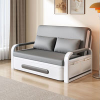 Sofá Cama Convertible Moderno, Reclinable, Ajustable en Altura, Plegable, Tapicería de Cuero y Metal, para Dormitorio o Sala de Estar, Directo de Fábrica