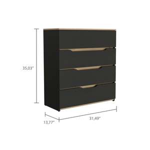 Cómoda Aralia con 2 Mesitas de Noche Omaha, Juego de Dormitorio en Negro y Roble Claro - Product Image 5