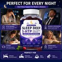 Gummies de Sommeil OEM Marque Privée à la Mélatonine 6mg, 5-HTP, L-Théanine et Magnésium, 60 unités, Pectine de Fruits, Soutien Nuit Profonde et Réparatrice