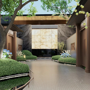 Nexus Villa Design de paysage de parc écologique moderne Planification globale d'écologisation extérieure avec solution de conception graphique de rendu 3D - Product Image 1