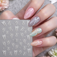 Autocollants pour ongles en forme de nœud papillon en gelée 5D embossée sur mesure, translucides, pour les distributeurs