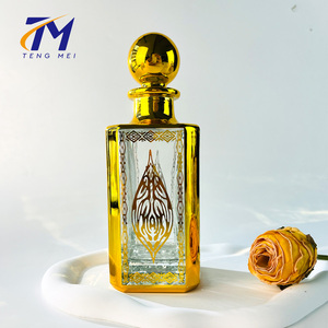 Dubai phong cách 200ml vàng Electroplated hương liệu xi lanh tinh dầu chai thủy tinh bán buôn - Product Image 4