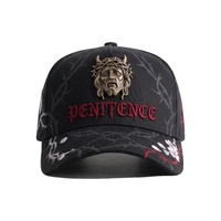 Casquettes de baseball sportives en coton ajustables avec logo personnalisé, étiquette métallique gothique, broderie 3D et patch en PU, style punk