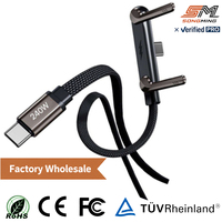 Cable USB C de 240W PD3.1 con Soporte Plegable para Teléfono, Carga Rápida, Soporte Multiángulo, Cable de Sincronización de Datos, Venta al Por Mayor