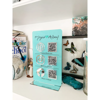 Signo de código QR de pago acrílico vertical Logotipo de negocios Social Triple Icon Table Tent Instagram Salon Beauty QR Code Sign