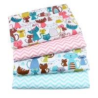 Lot de 4 carrés de tissu en coton de 49,8 x 49,8 cm, imprimés dinosaures, chats, licornes, écologiques et durables pour patchwork et quilting