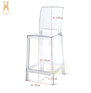 Sgabello da Bar in Acrilico con Schienale, Design Moderno, Sedia in Plastica PC Resistente per <span class=keywords><strong>Cucina</strong></span>, Bar, Caffè, Sala da Pranzo, Ristorante, Eventi, Matrimoni - Product Image 4
