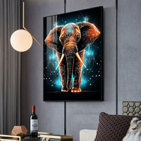 Lukisan Dinding Seni Kristal Porselen Modern Abstrak Bergambar Gajah untuk Dekorasi Latar Belakang Ruang Tamu
