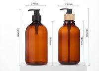 Botol pompa plastik Amber kustom grosir dengan kemasan kosmetik isi ulang Dispenser hitam atau bambu