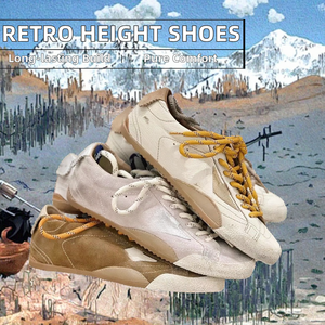 Chaussures sales Retro Stars Semelle intérieure de sport plate PU avec doublure en cuir véritable Bout pointu Confort unisexe Hauteur augmentant - Product Image 2