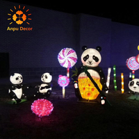 Chinesischer Panda Animal Ailk Stoff Licht laternen Festival im Freien