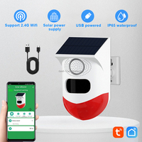 Tuya WiFi Lumière d'alarme solaire avec capteur de mouvement Capteur PIR Détecteur infrarouge Alarme solaire extérieure avec fonction étanche