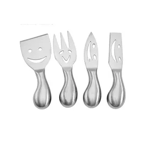 Hot Sale Full Stainless Steel Smile Face Cheese Knives Set For Cheese Western Food