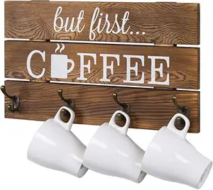 나무 커피 포드 홀더 머그잔으로 만든 커피 바 벽 장식 커피 머그잔 홀더