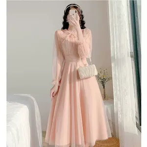 Abito Estivo da Donna in Stile <span class=keywords><strong>Francese</strong></span>, Vestito Lungo in Tulle Morbido e Romantico, Disponibile in Rosso, Taglie da S a XXL - Product Image 1