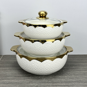 2024 bếp cung cấp nồi súp gốm hộ gia đình lớn sang trọng nồi súp stockpot nồi súp gốm có nắp thủy tinh - Product Image 3