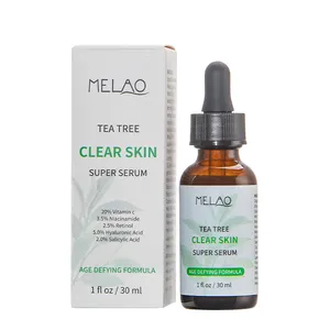 MELAO çay ağacı Anti akne Serum yağlı cilt organik damlalık şişe hyaluronik asit çay ağacı yüz Serum 30ml gözenekleri küçültmek