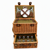 Panier de pique-nique en saule tressé à la main, écologique, style rustique campagnard, boîte de rangement, pour cuisine et salle de bain, cadeau créatif de remerciement