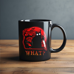 Taza con Diseño de Gato Negro Temática de Halloween de Agosto, Estilo Moderno Minimalista, Resistente a Altas Temperaturas, Apta para Microondas, con Asa, Regalo de Cumpleaños - Product Image 2