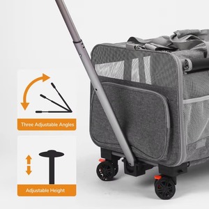 Tas Troli Hewan Peliharaan Desain Dua Kompartemen Kapasitas Besar Lipat Bernapas Model Baru Tiga Mode untuk Anjing dan Kucing - Product Image 2