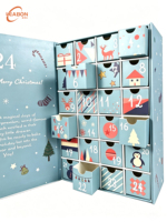 Calendrier de l'avent en carton rigide recyclé avec 24 tiroirs pour cosmétiques et maquillage de Noël, boîte à double porte magnétique personnalisée