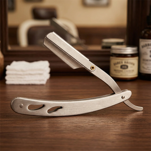 MORGANS INDUSTRIES Stainless Steel Straight <b>Razor</b> Single Blade Manual Shaving <b>Razor</b> for <b>Men</b> Barber Shop Outdoor & Hotel Use - Product Image 1