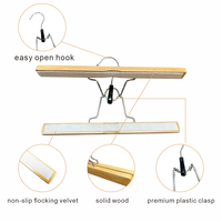 OWENTEK Cintre simple en bois durable avec pince, finition chromée, pour extensions capillaires, vêtements, armoire, salon, option logo personnalisé