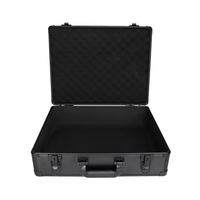Grande valise de transport en aluminium noir vide de grande capacité avec mousse alvéolée, boîte à outils portable et durable en aluminium pour équipements et instruments