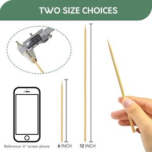 Brochetas Redondas de Bambú Desechables de Alta Calidad para Barbacoa, Personalizadas, de 20 cm, 25 cm, 30 cm, 35 cm y 40 cm - Product Image 3