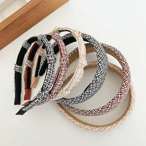 طوق شعر إسفنجي عقد تقليدي مخصص طوق شعر عقد ريترو أمريكي للجامعات طوق شعر بعقدة عريضة طوق رأس جديد للفتيات - Product Image 1