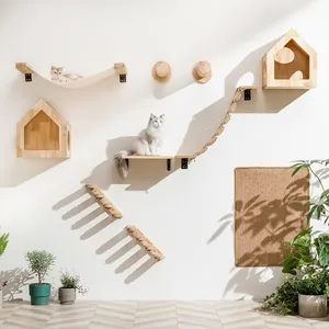 FUKUMARU Cats Wall Furniture Wall Mounted Hammock Climbing Steps Cats Shelves And Perches Indoor Climbing Frame Cat Bed