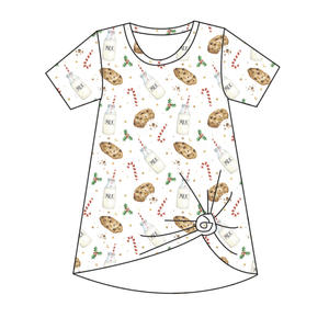 Nuovi Arrivi Abbigliamento Boutique per Bambini Vestito T-shirt a <span class=keywords><strong>Maniche</strong></span> Corte in Bambù con Stampa Natalizia Scatola a Sorpresa - Product Image 5
